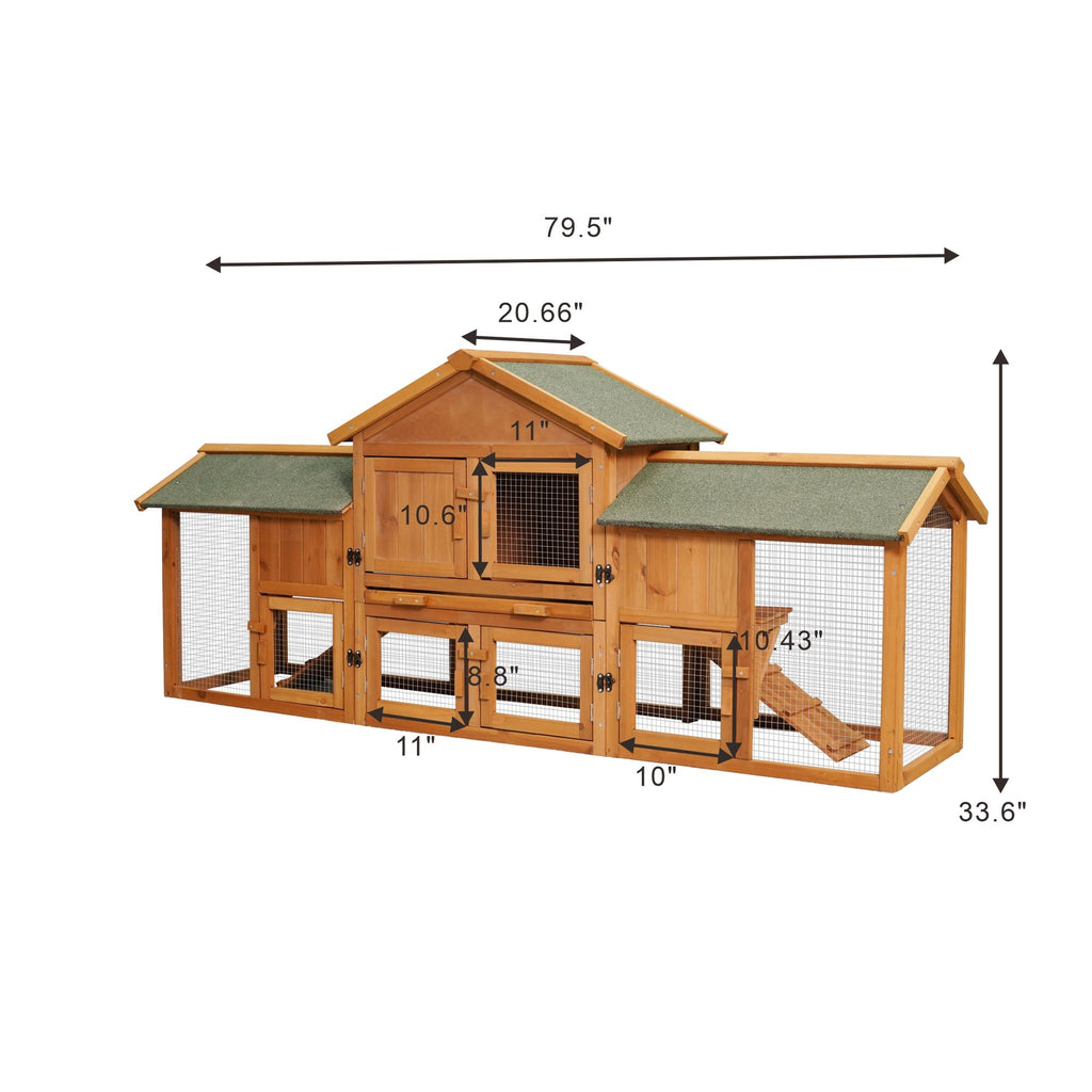 Extra Large 2-Tier Bunny Cage with Runs and water-ready Roof