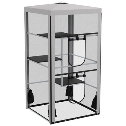 Spacious 79" Tall Cat Enclosure with 3 Platforms – Perfect for Indoor/Outdoor Play