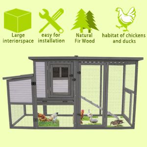 Large 79" furniture-style Chicken Coop with Upgraded Perches & Weatherproof Roof