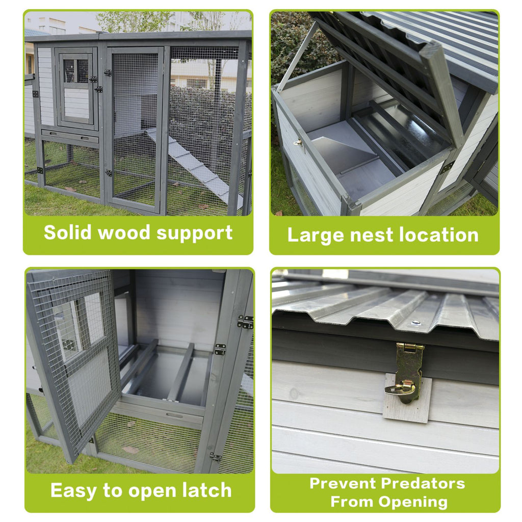 Large 79" furniture-style Chicken Coop with Upgraded Perches & Weatherproof Roof