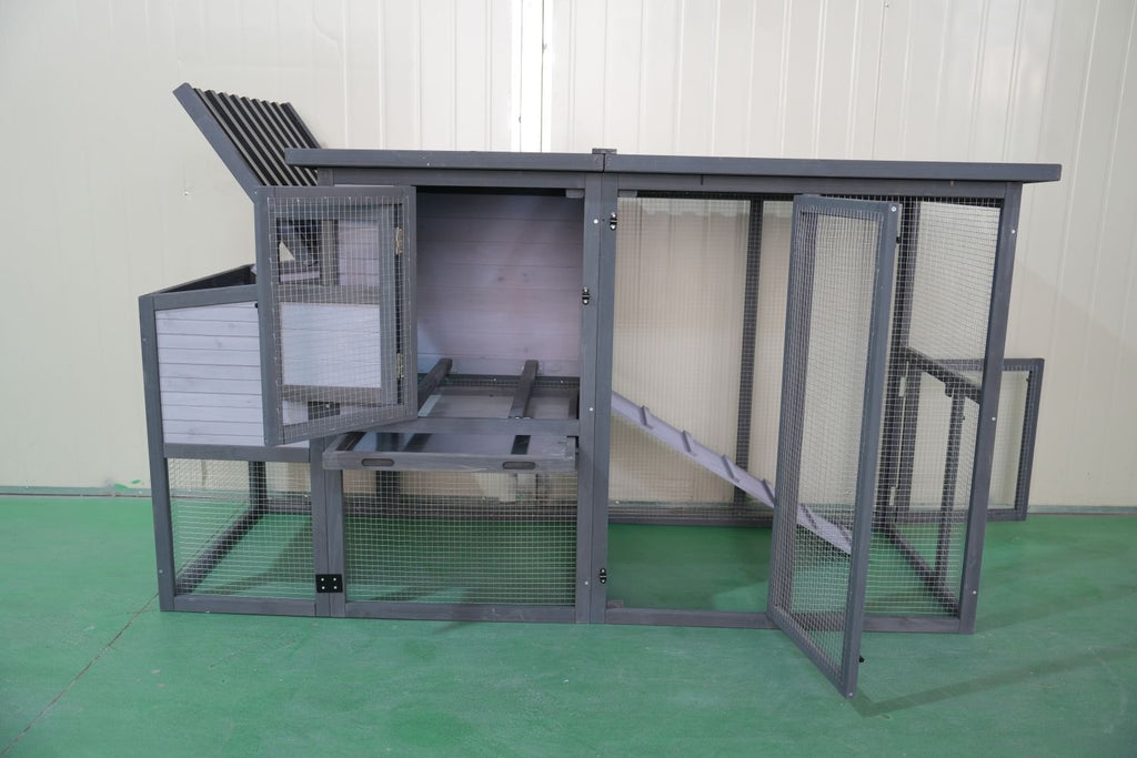 Large 79" furniture-style Chicken Coop with Upgraded Perches & Weatherproof Roof