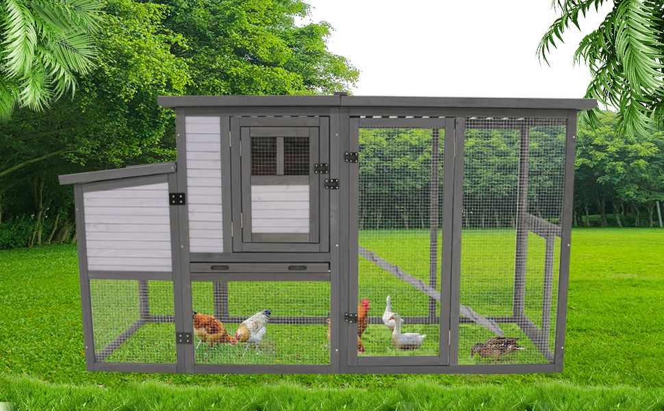 Large 79" furniture-style Chicken Coop with Upgraded Perches & Weatherproof Roof