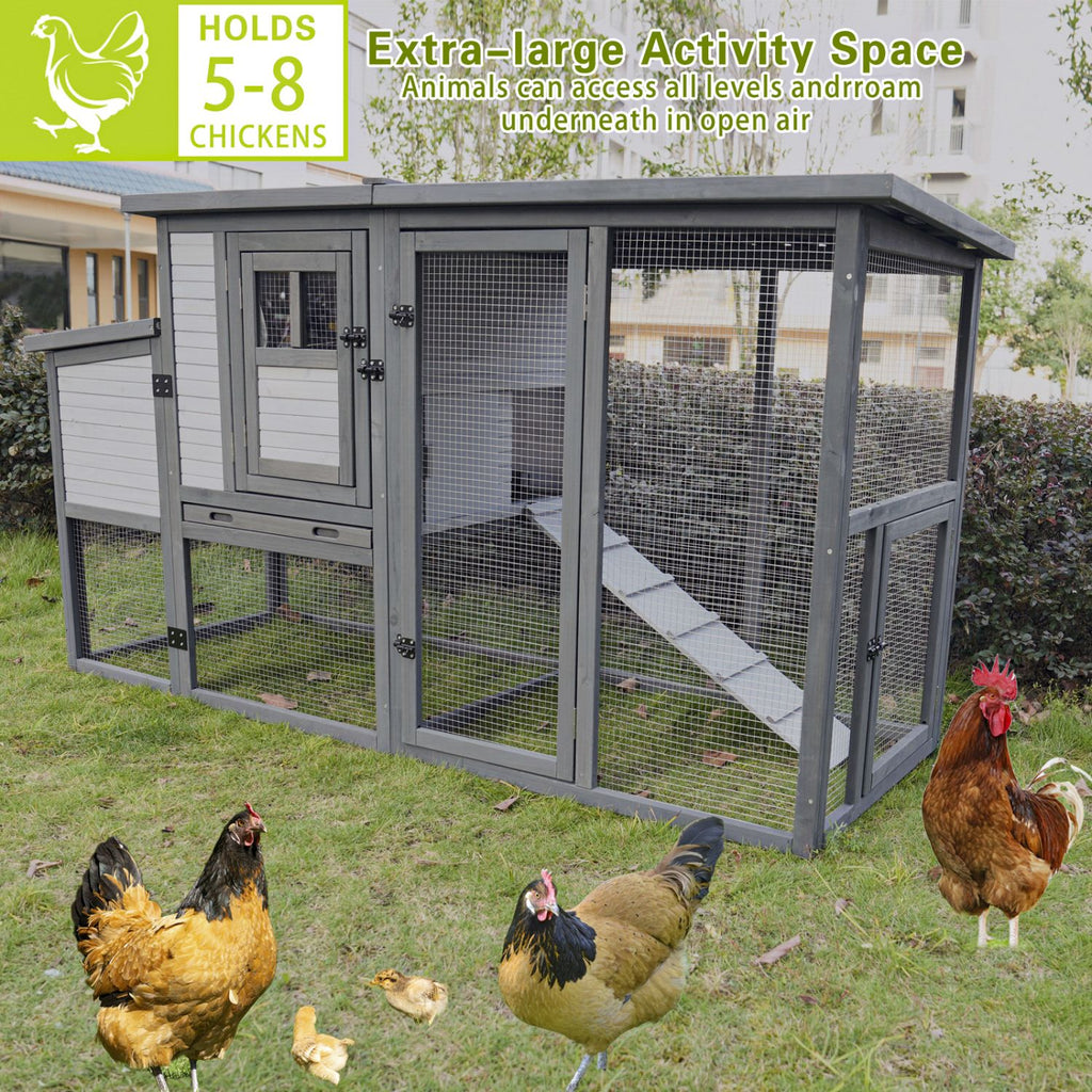 Large 79" furniture-style Chicken Coop with Upgraded Perches & Weatherproof Roof
