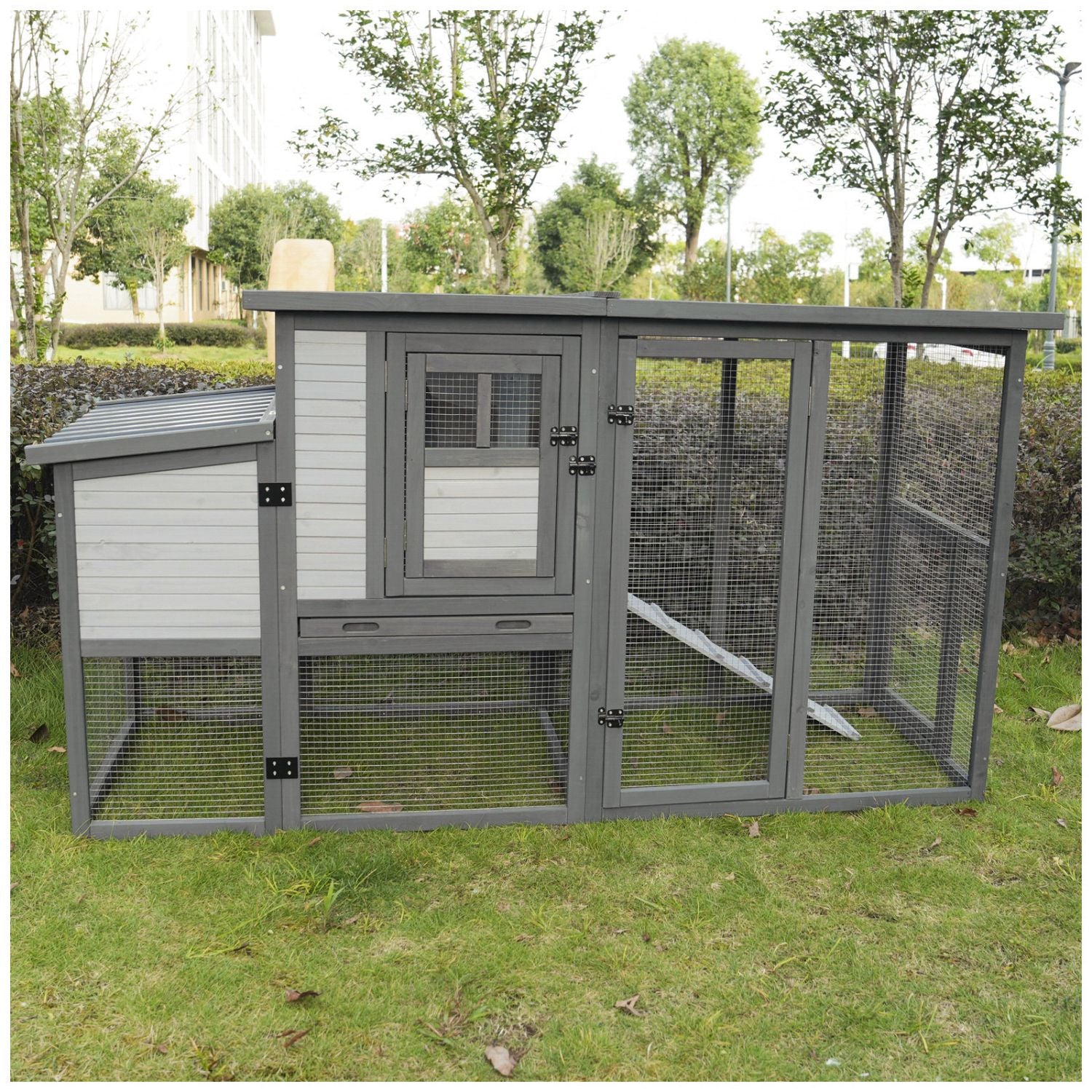 Large 79" furniture-style Chicken Coop with Upgraded Perches & Weatherproof Roof