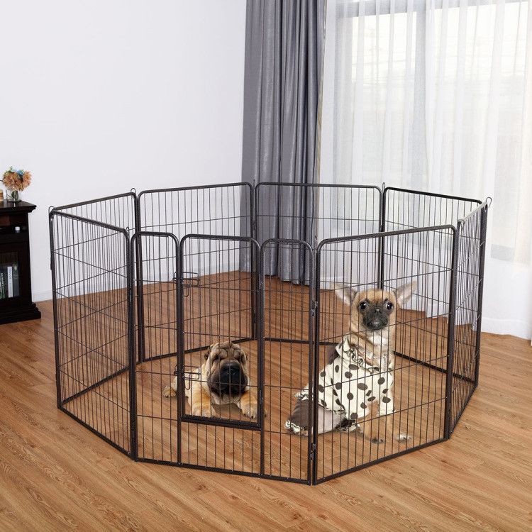 8 Metal Panel Heavy Duty Pet Playpen Dog Fence with Door 40 Inch