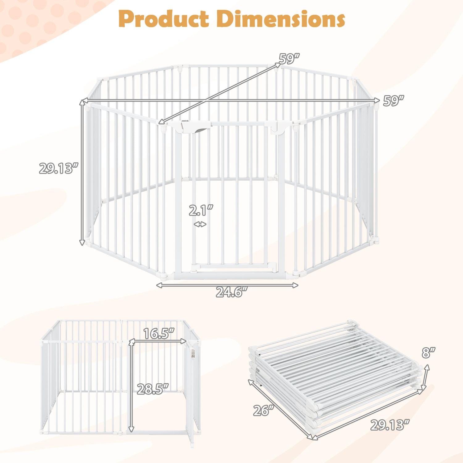 8-Panel Extra Wide Baby Gate: Auto-Close Door & Expandable Design for Pets & Kids