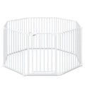 8-Panel Extra Wide Baby Gate: Auto-Close Door & Expandable Design for Pets & Kids
