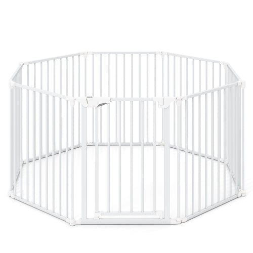 8-Panel Extra Wide Baby Gate: Auto-Close Door & Expandable Design for Pets & Kids – image 1