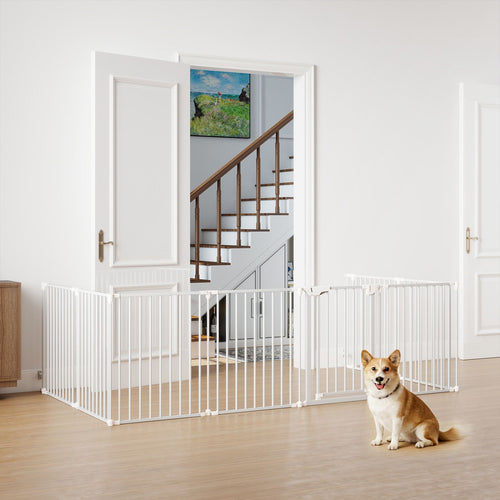8-Panel Extra Wide Baby Gate: Auto-Close Door & Expandable Design for Pets & Kids – image 2