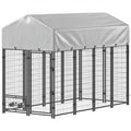 Spacious Outdoor Dog Kennel with UV-Protective Roof and Rotating Bowls