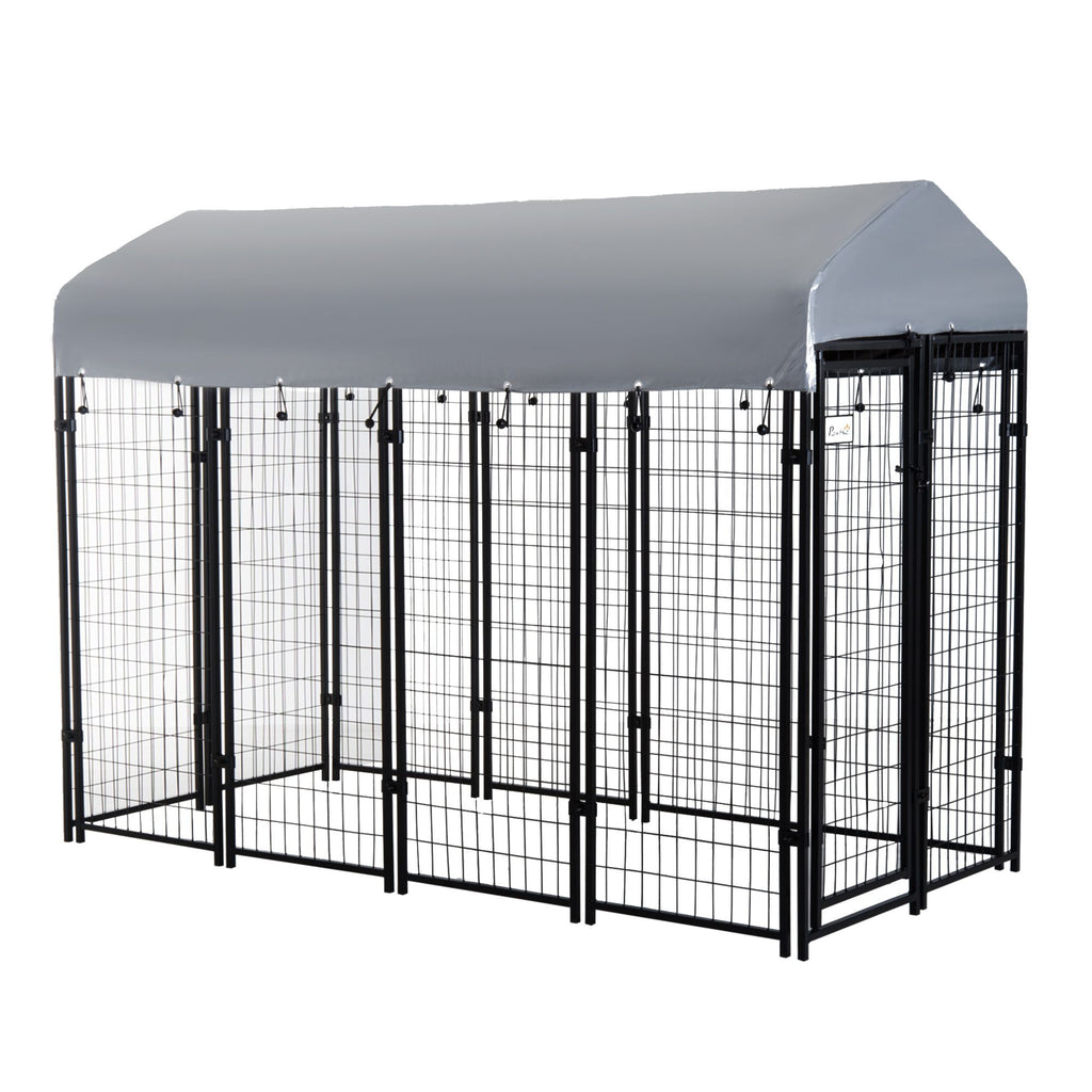 8' x 4' x 6' Outdoor Dog Playpen, Kennel with Lockable Door and Water-Resistant Canopy, for Medium/L