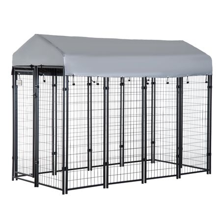 8' x 4' x 6' Outdoor Dog Playpen, Kennel with Lockable Door and Water-Resistant Canopy, for Medium/L