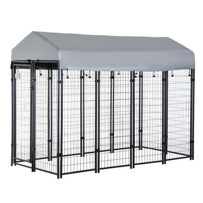 8' x 4' x 6' Outdoor Dog Playpen, Kennel with Lockable Door and Water-Resistant Canopy, for Medium/L