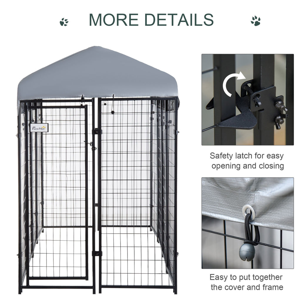 8' x 4' x 6' Outdoor Dog Playpen, Kennel with Lockable Door and Water-Resistant Canopy, for Medium/L