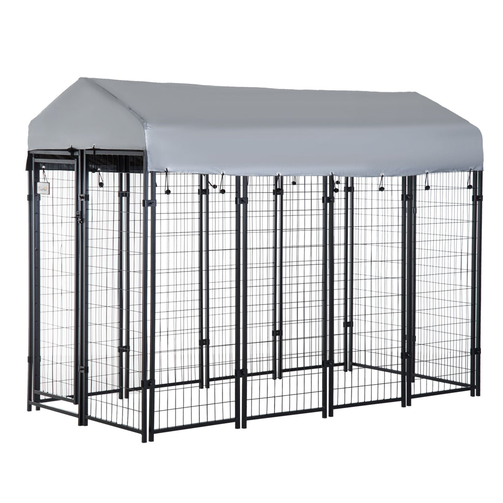 8' x 4' x 6' Outdoor Dog Playpen, Kennel with Lockable Door and Water-Resistant Canopy, for Medium/L