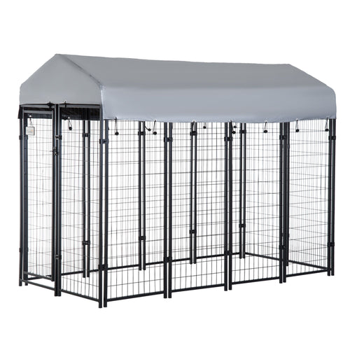 8' x 4' x 6' Outdoor Dog Playpen, Kennel with Lockable Door and Water-Resistant Canopy, for Medium/L – image 2