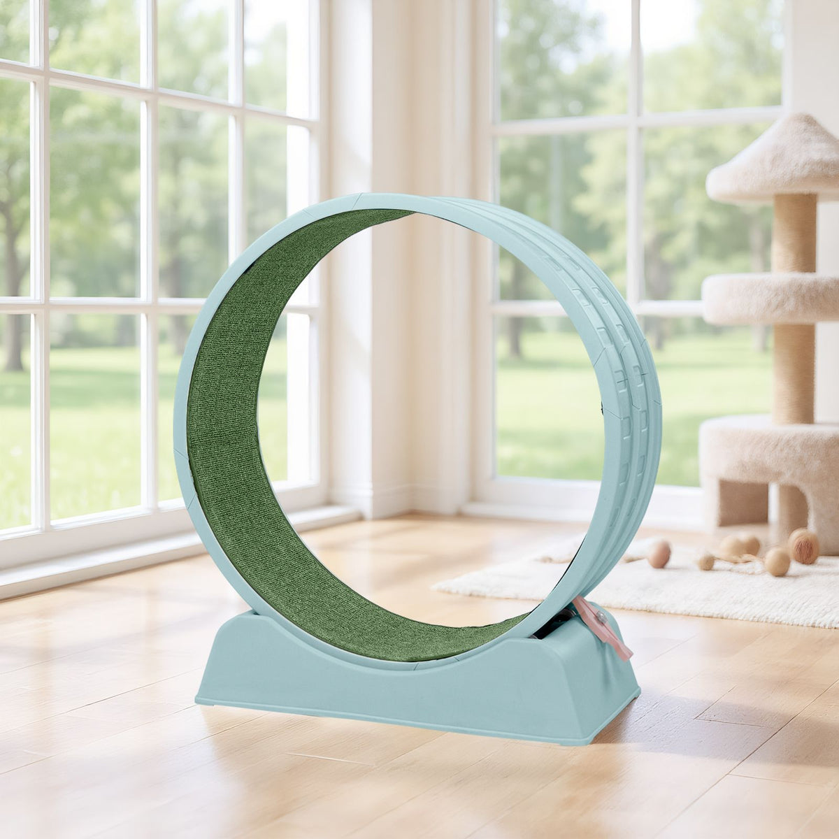 Circular Cat Exercise Wheel with Silent Rollers and Safety Lock