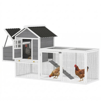 82" furniture-style Chicken Coop for 2-3 Hens with Nesting Box and Pull-Out Tray