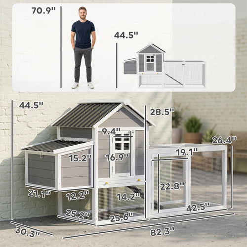 82" furniture-style Chicken Coop for 2-3 Hens with Nesting Box and Pull-Out Tray – image 2