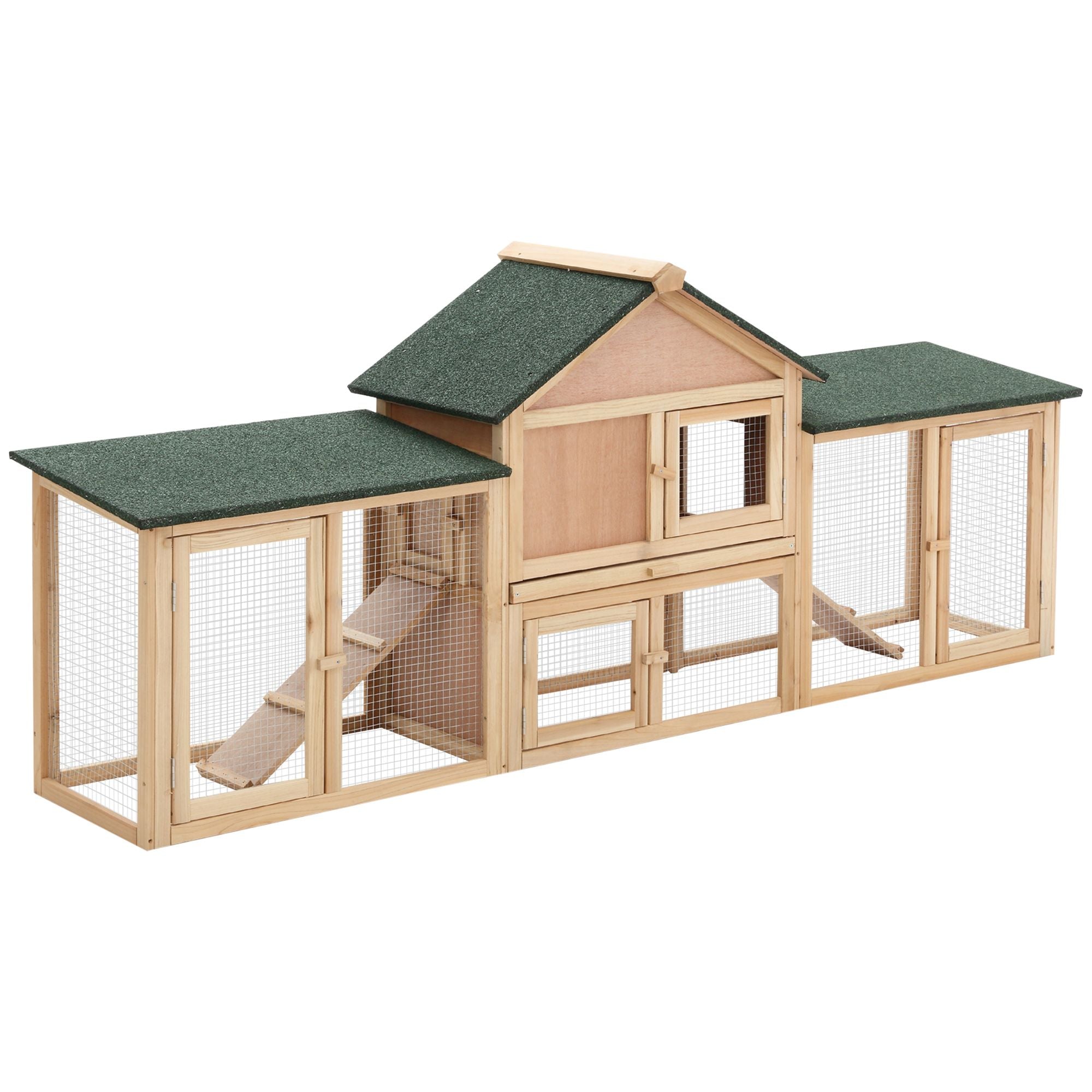 Spacious furniture-style Rabbit Hutch with Double Run & Removable Tray