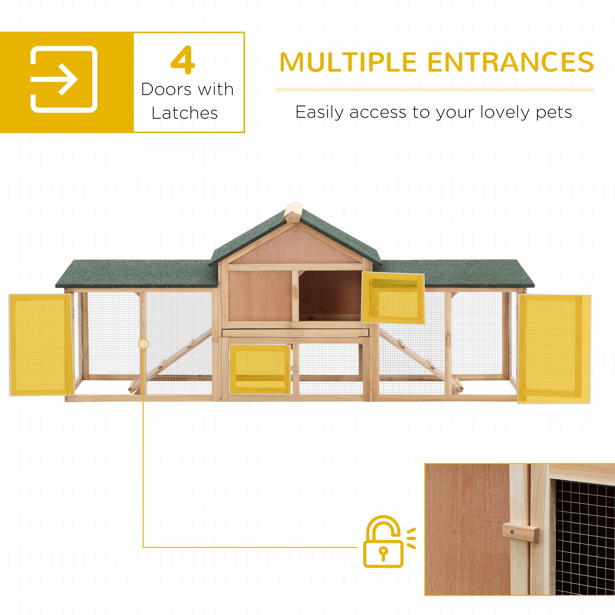 Spacious furniture-style Rabbit Hutch with Double Run & Removable Tray