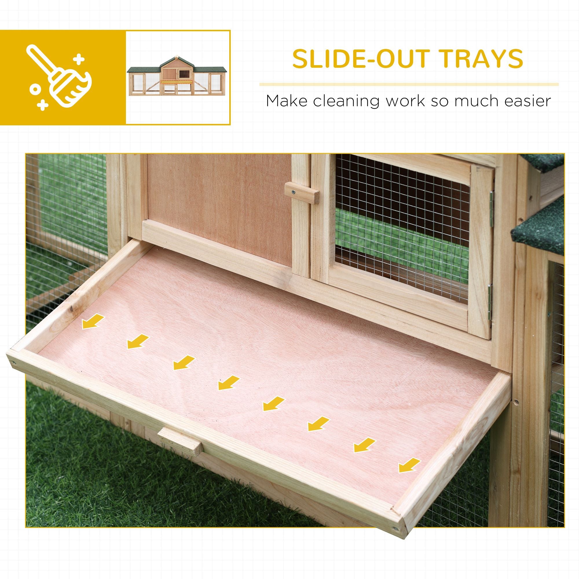 Spacious furniture-style Rabbit Hutch with Double Run & Removable Tray