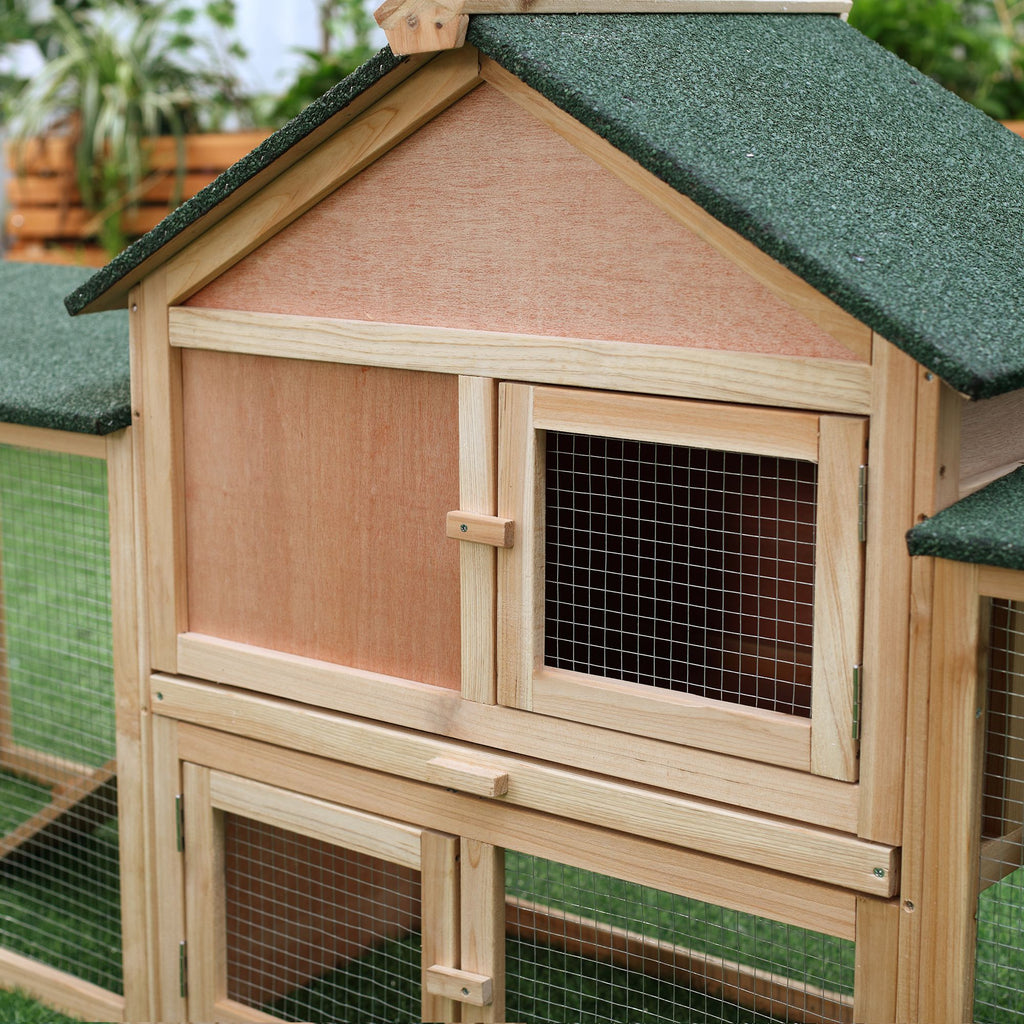 Spacious furniture-style Rabbit Hutch with Double Run & Removable Tray