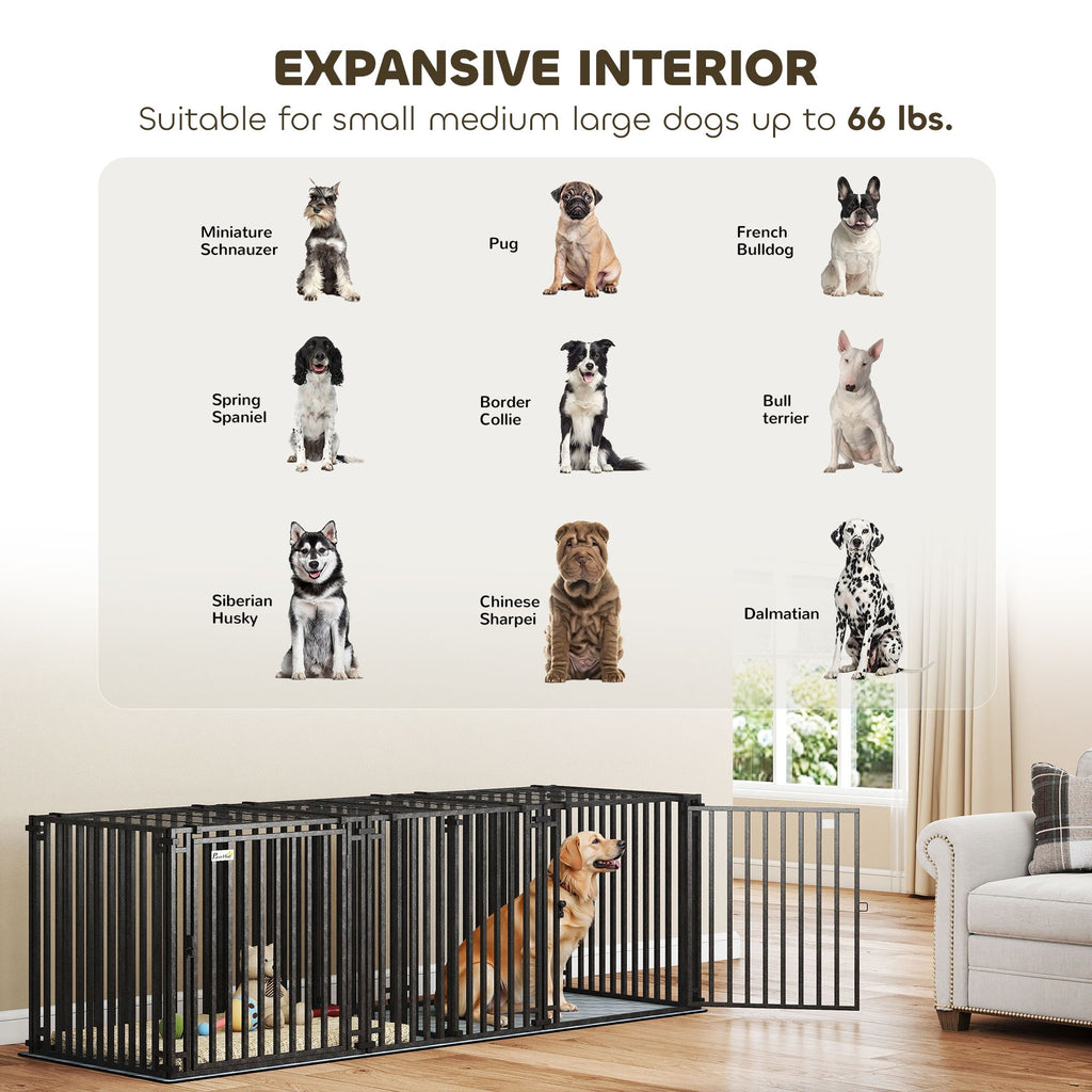 83"L practical Dog Crate, Extra Large Dog Kennel with Divider and Mat for Large Breeds, Modular Puppy Playpen