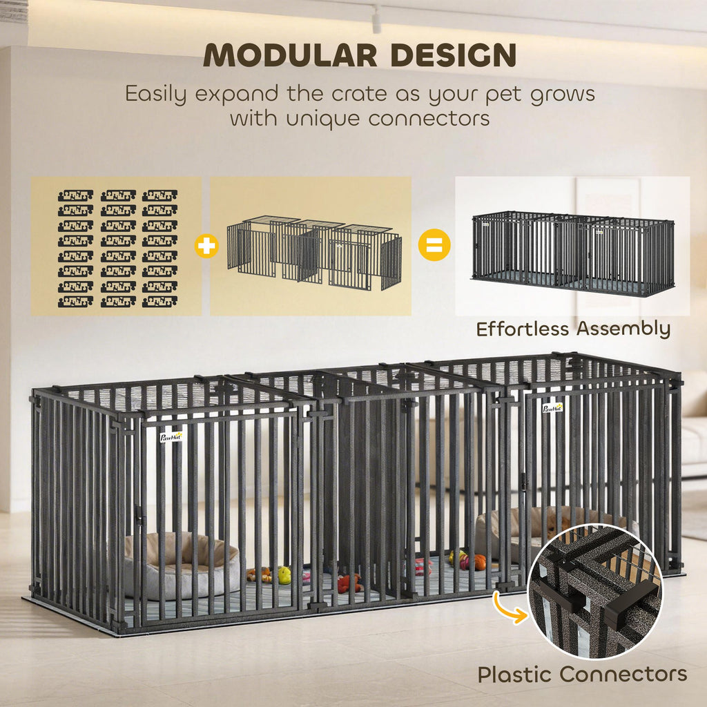 83"L practical Dog Crate, Extra Large Dog Kennel with Divider and Mat for Large Breeds, Modular Puppy Playpen
