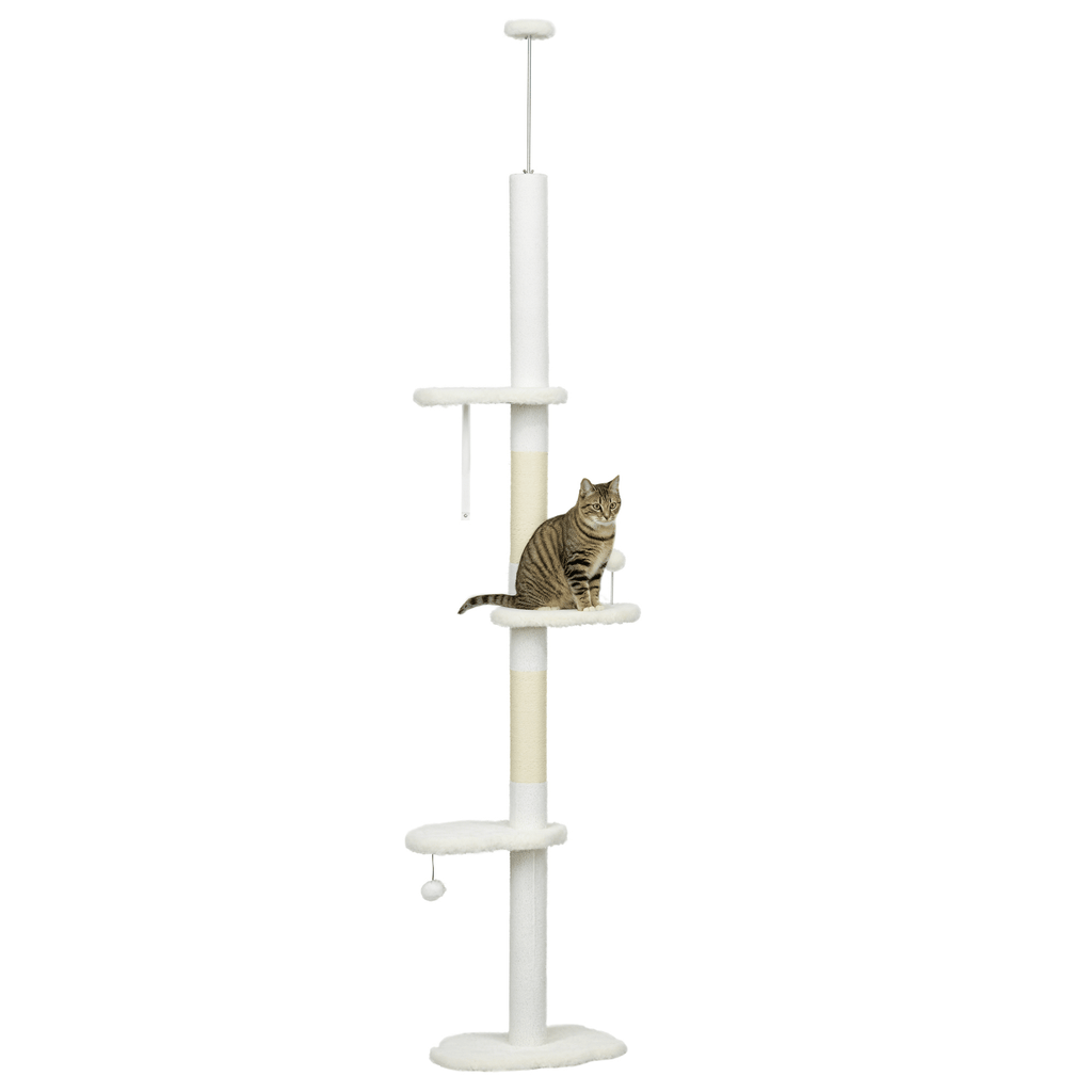 Adjustable Floor-to-Ceiling Cat Tree with Cloud-Shaped Perches