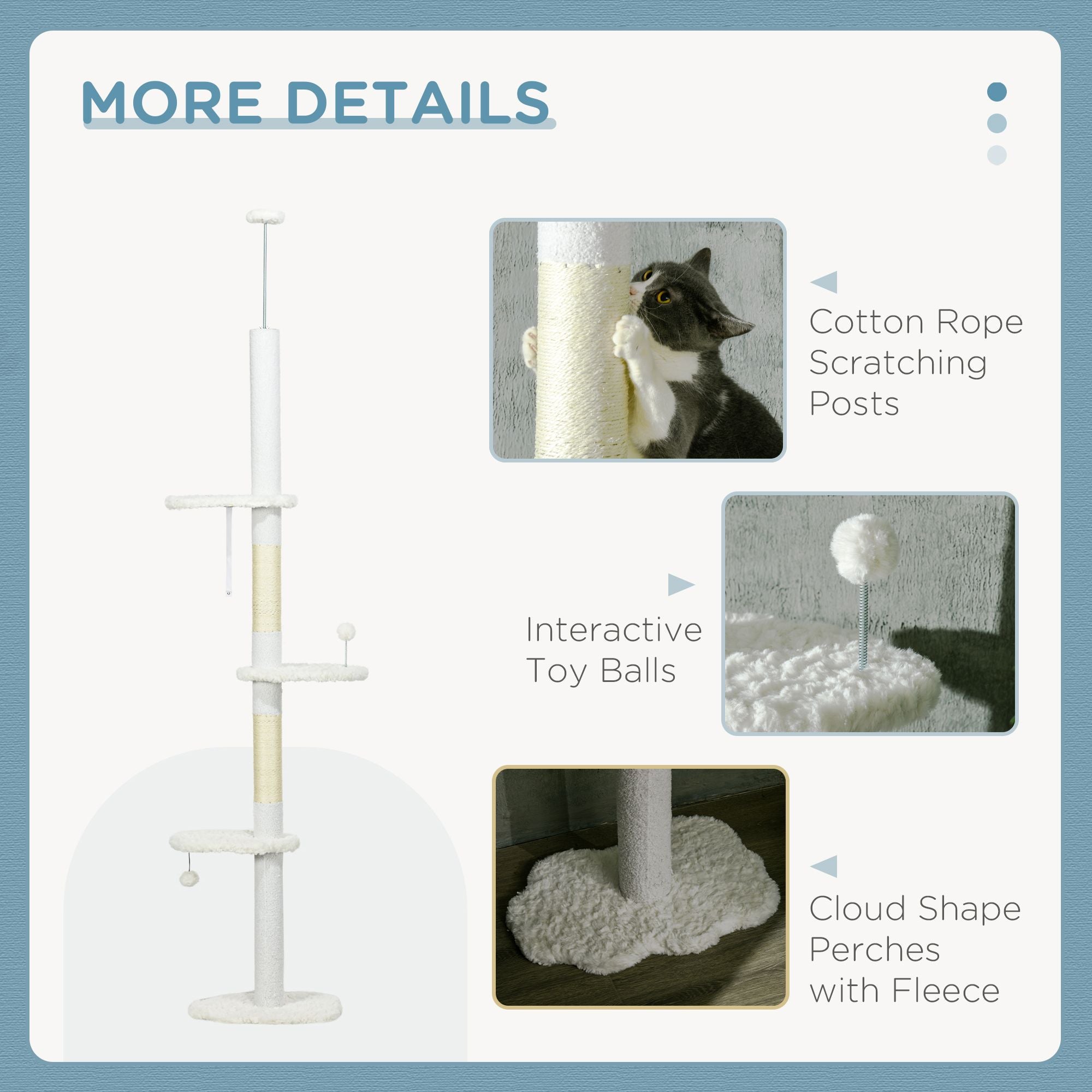 Adjustable Floor-to-Ceiling Cat Tree with Cloud-Shaped Perches