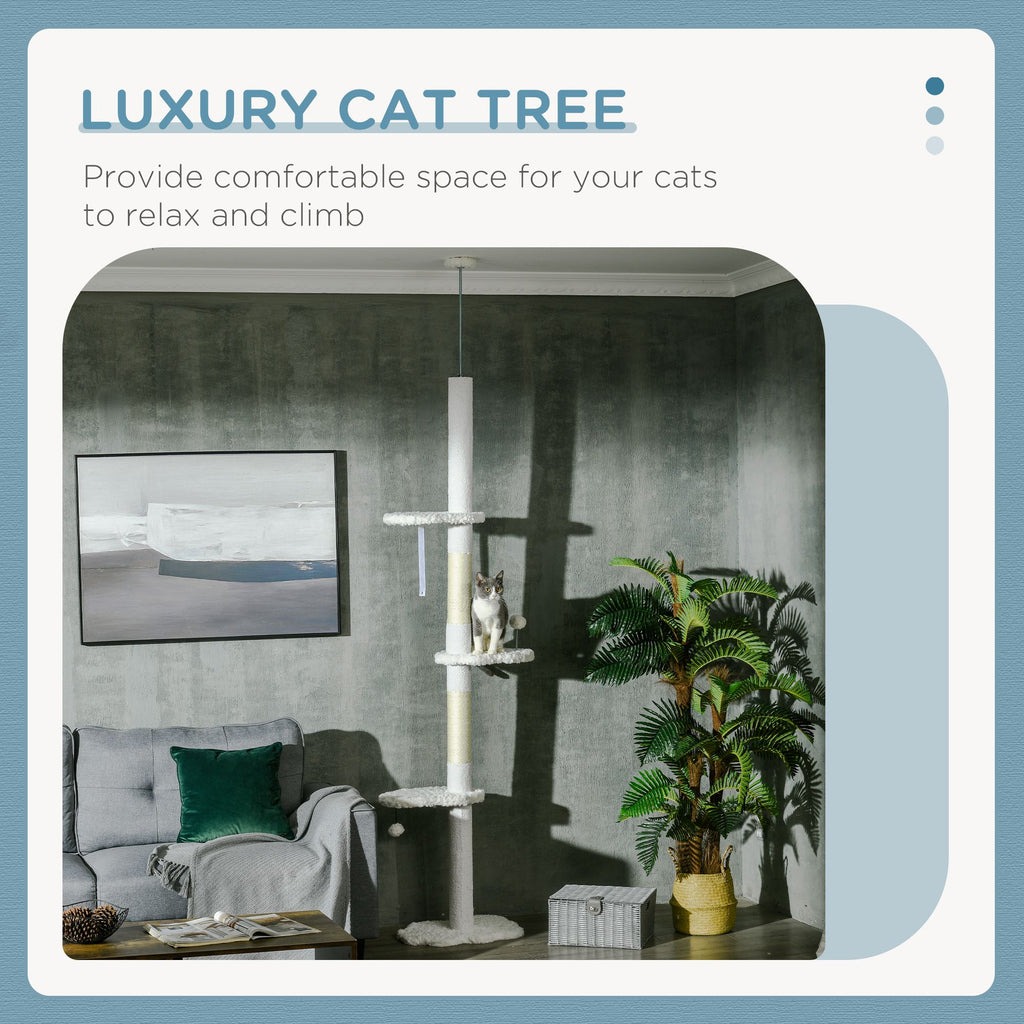 Adjustable Floor-to-Ceiling Cat Tree with Cloud-Shaped Perches