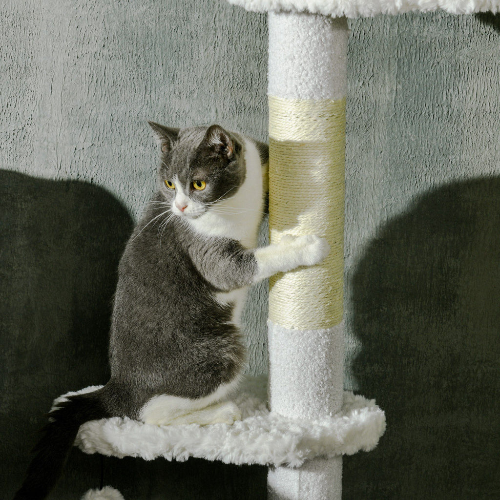 Adjustable Floor-to-Ceiling Cat Tree with Cloud-Shaped Perches
