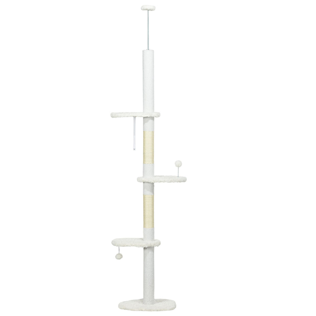 Adjustable Floor-to-Ceiling Cat Tree with Cloud-Shaped Perches