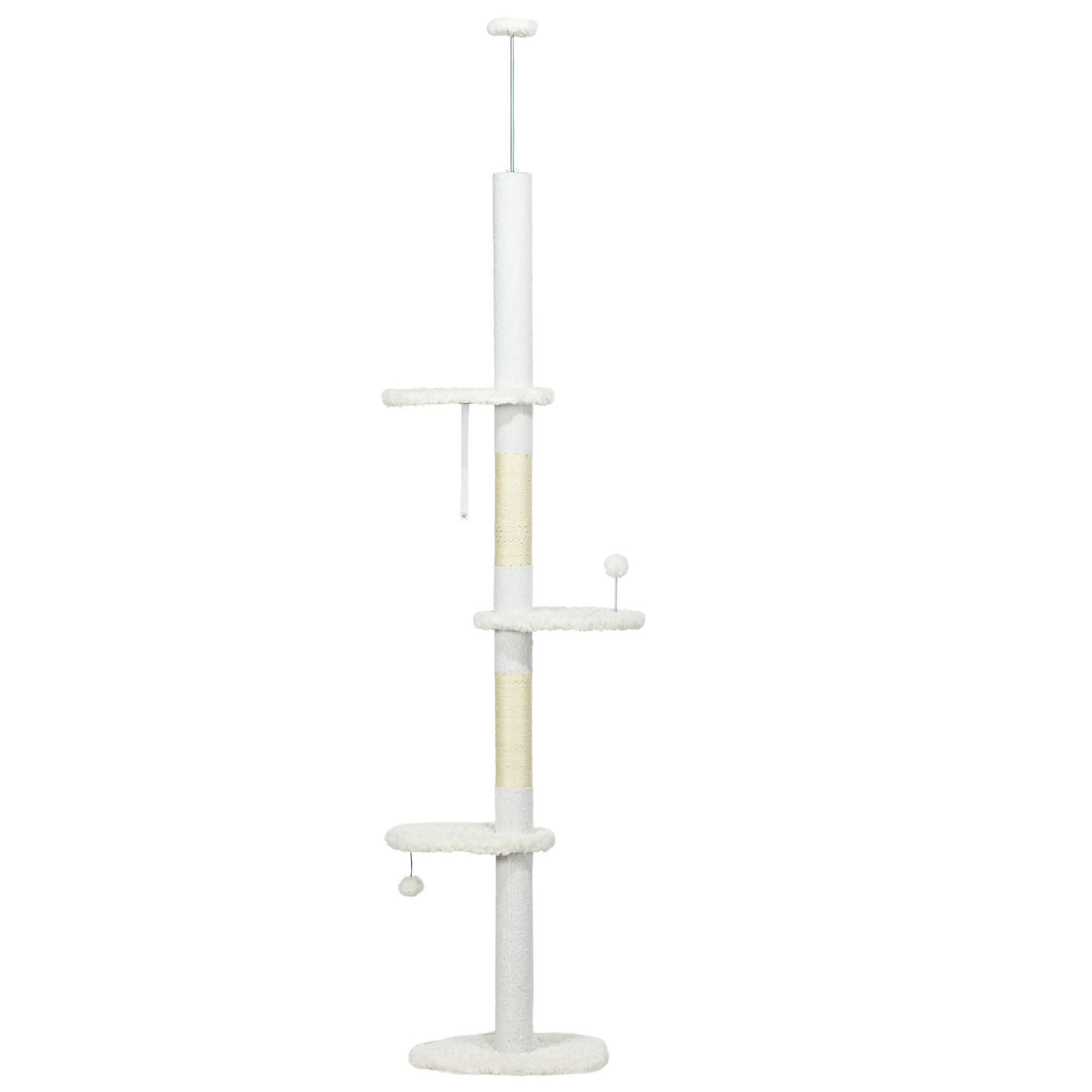 Adjustable Floor-to-Ceiling Cat Tree with Cloud-Shaped Perches