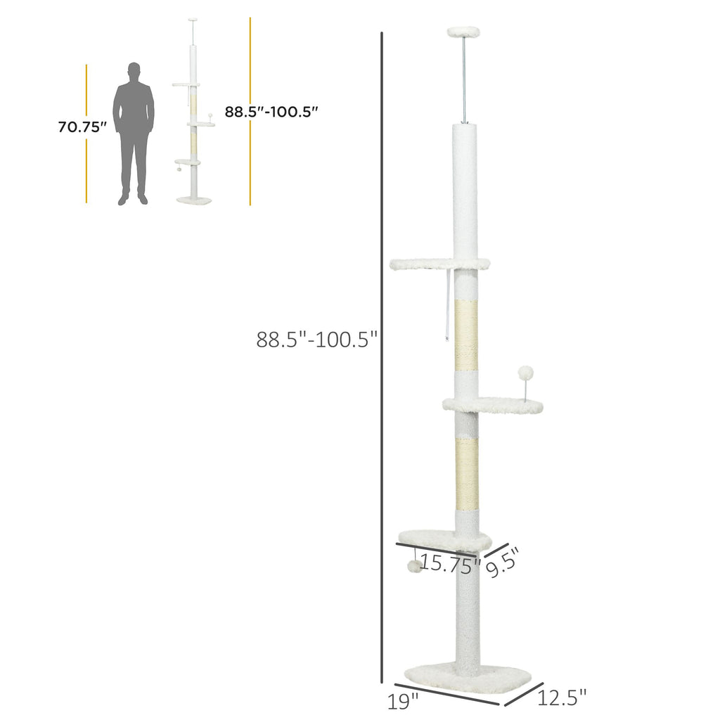 Adjustable Floor-to-Ceiling Cat Tree with Cloud-Shaped Perches