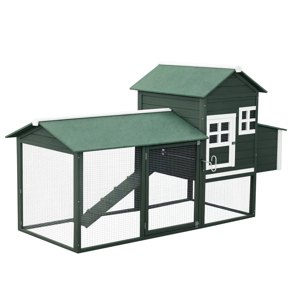 84- furniture-style Chicken Coop with Run, Nesting Box, and Asphalt Roof for 2-3 Chickens