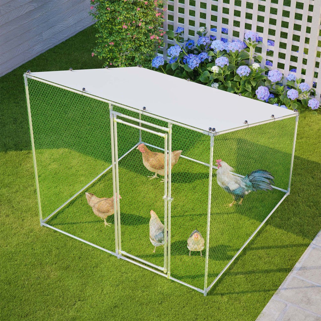 84"x78.7"x72.7" Walk-In structured Chicken Coop,Slanted Roof,practical All-Weather Poultry Cage with Wat