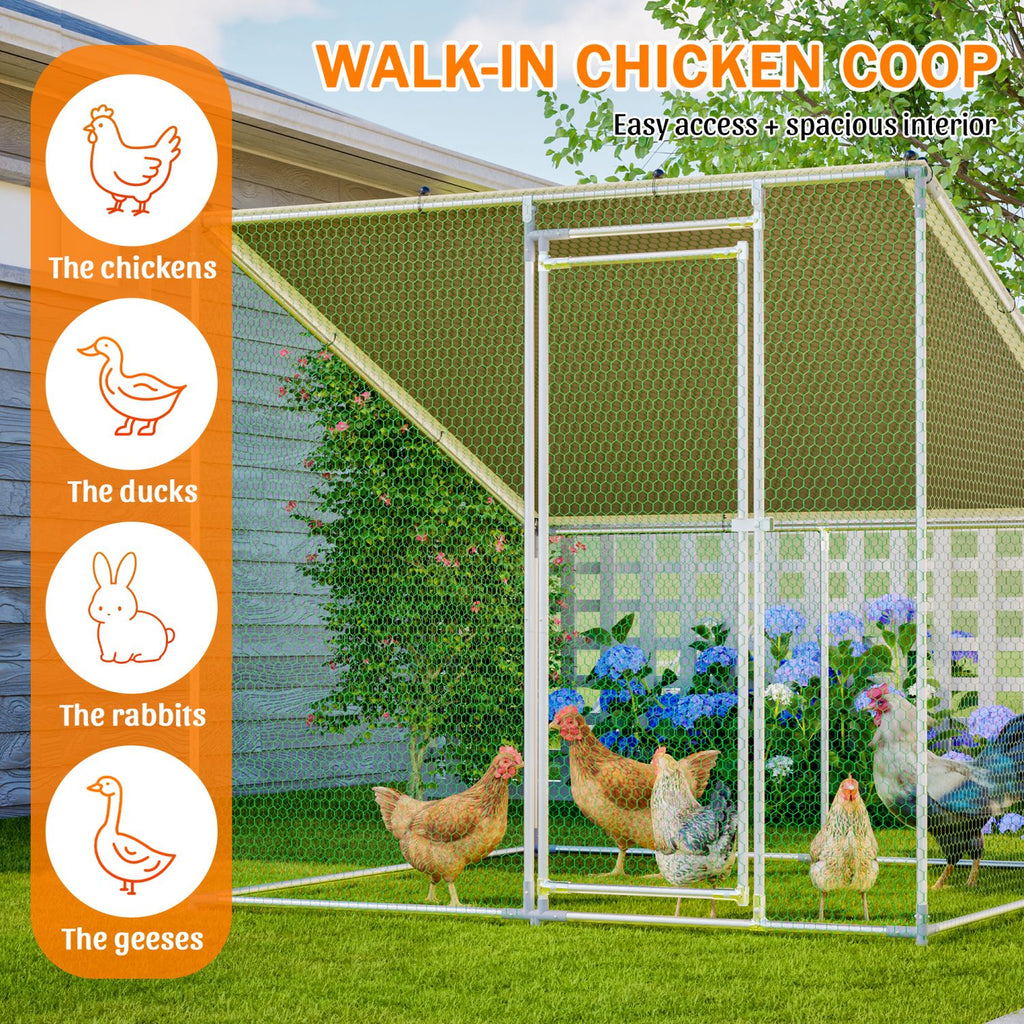 84"x78.7"x72.7" Walk-In structured Chicken Coop,Slanted Roof,practical All-Weather Poultry Cage with Wat