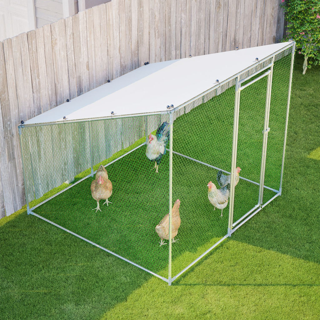 84"x78.7"x72.7" Walk-In structured Chicken Coop,Slanted Roof,practical All-Weather Poultry Cage with Wat