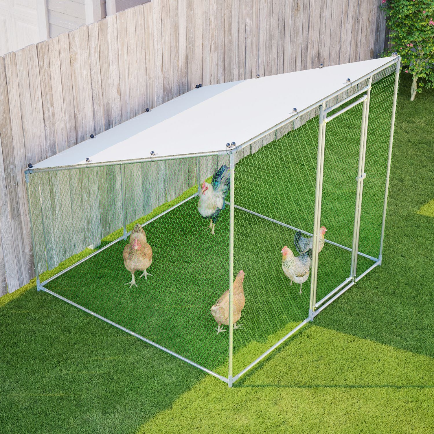 84"x78.7"x72.7" Walk-In structured Chicken Coop,Slanted Roof,practical All-Weather Poultry Cage with Wat