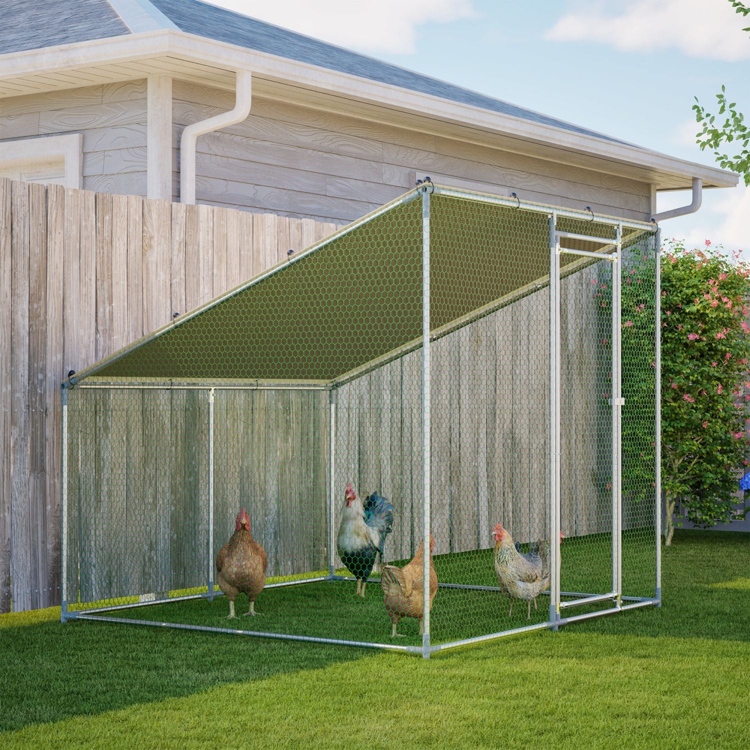 84"x78.7"x72.7" Walk-In structured Chicken Coop,Slanted Roof,practical All-Weather Poultry Cage with Wat