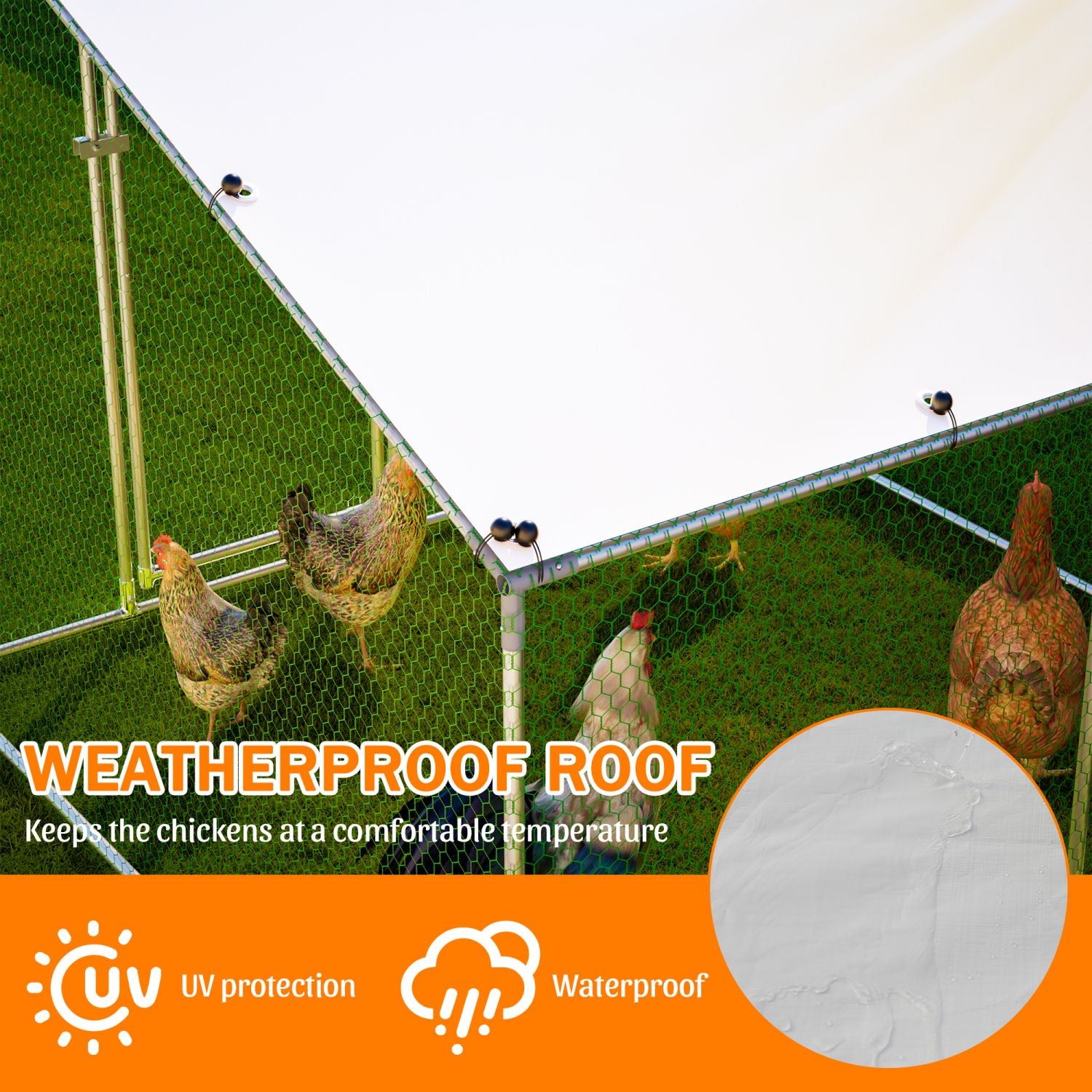 84"x78.7"x72.7" Walk-In structured Chicken Coop,Slanted Roof,practical All-Weather Poultry Cage with Wat