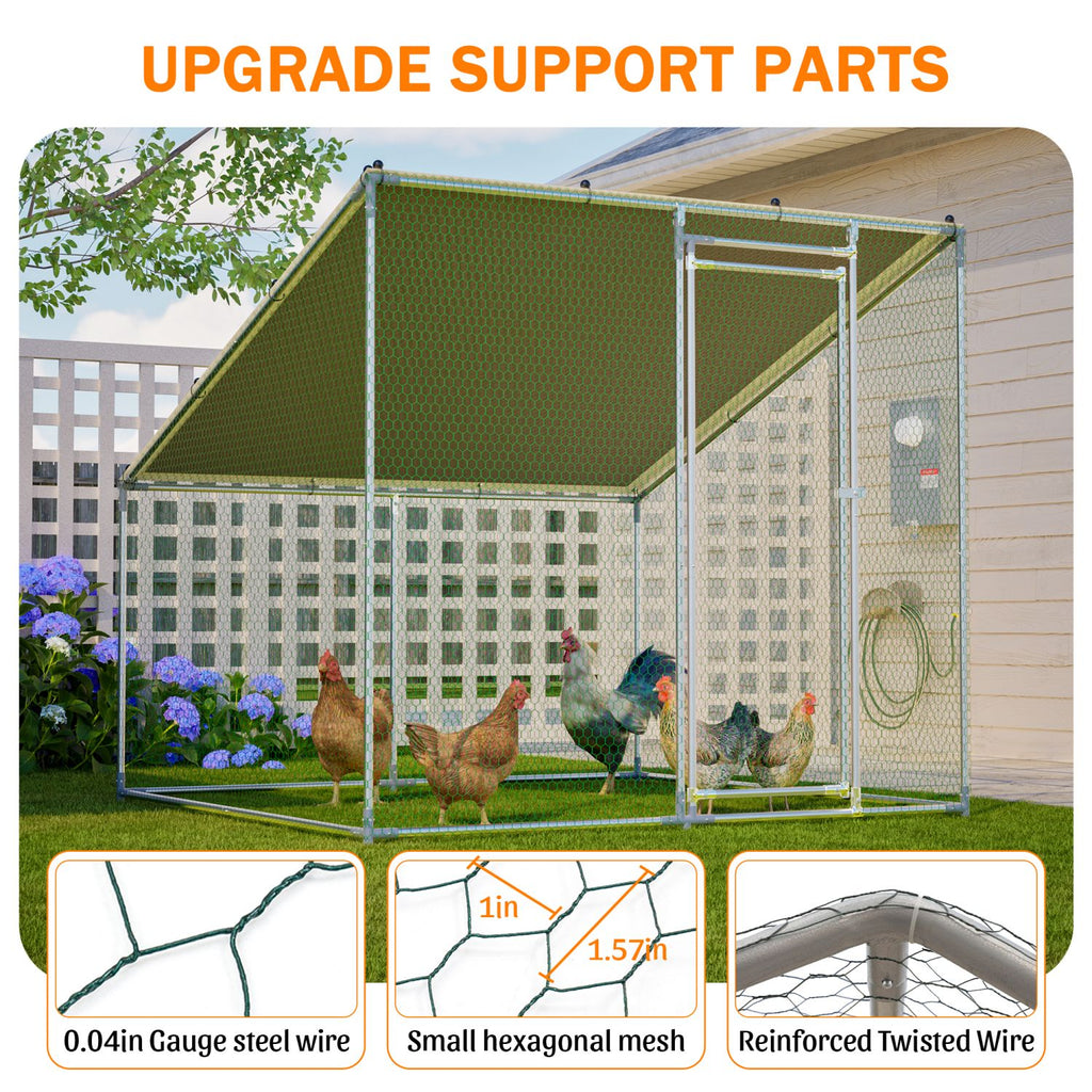 84"x78.7"x72.7" Walk-In structured Chicken Coop,Slanted Roof,practical All-Weather Poultry Cage with Wat