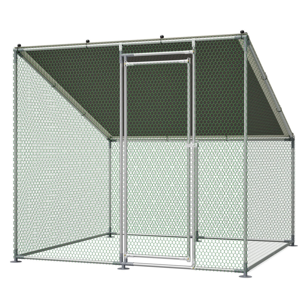 84"x78.7"x72.7" Walk-In structured Chicken Coop,Slanted Roof,practical All-Weather Poultry Cage with Wat