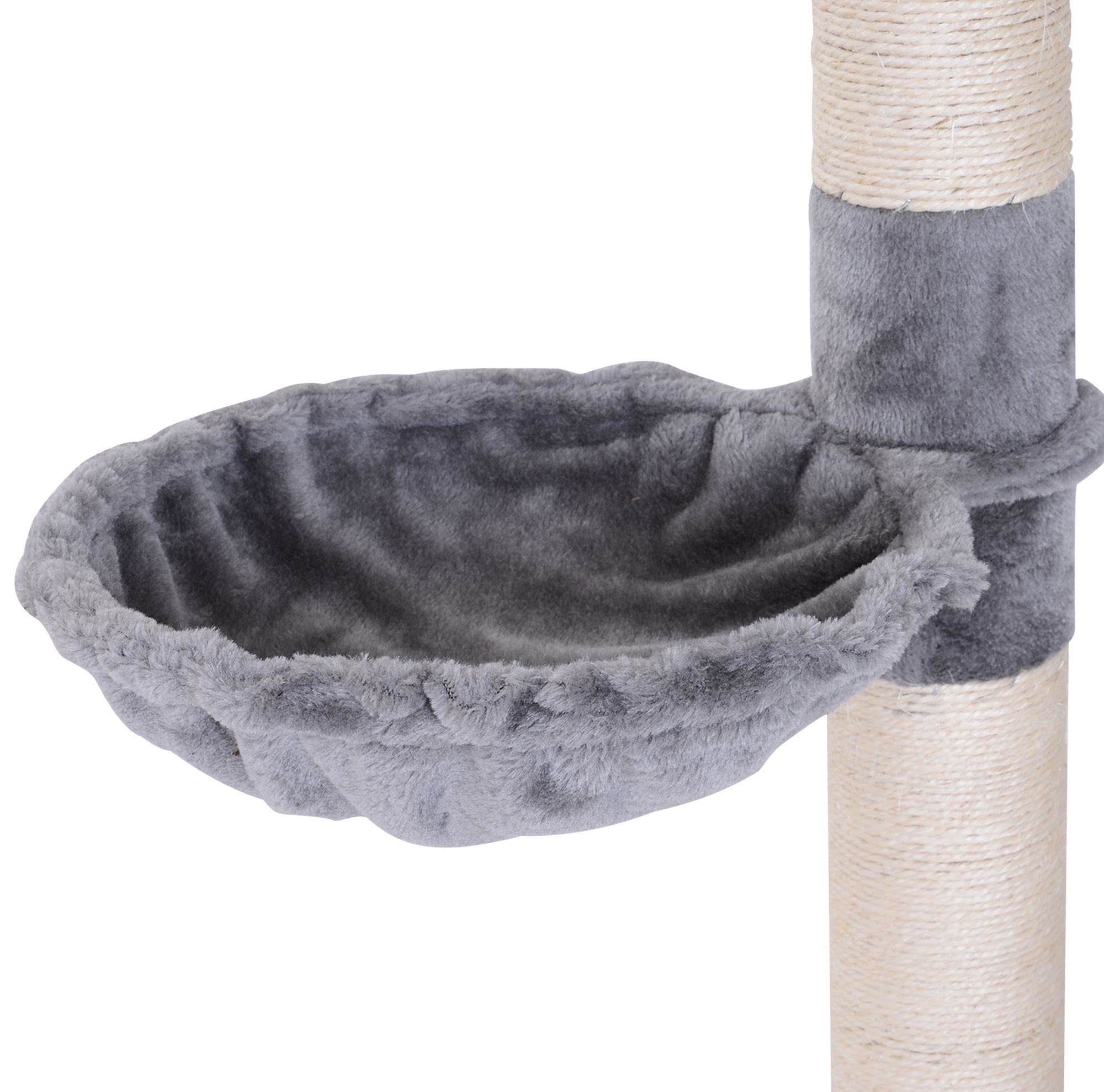 8.5' Adjustable Height Floor-to-Ceiling Vertical Cat Tree, 5 Level Cat Climbing Tower, Gray