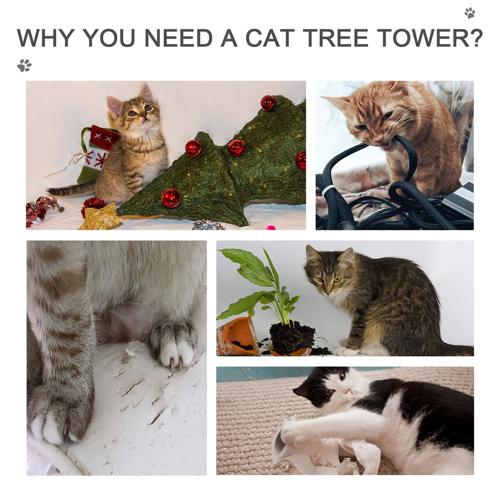 8.5' Adjustable Height Floor-to-Ceiling Vertical Cat Tree, 5 Level Cat Climbing Tower, Gray
