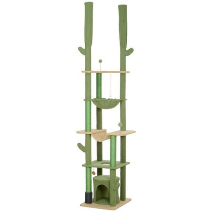 Floor-to-Ceiling Cat Tree with Hammocks & Grooming Brush