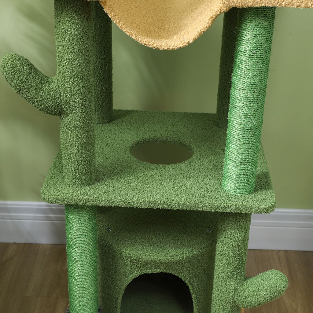 Floor-to-Ceiling Cat Tree with Hammocks & Grooming Brush