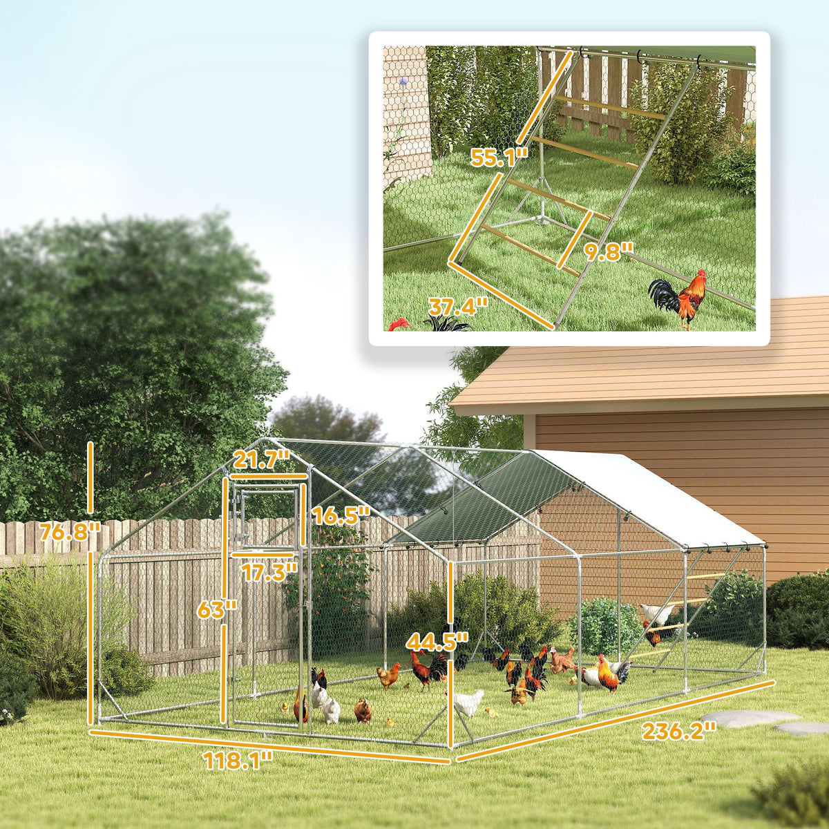 Spacious Outdoor Chicken Coop and Run with Covered Roof